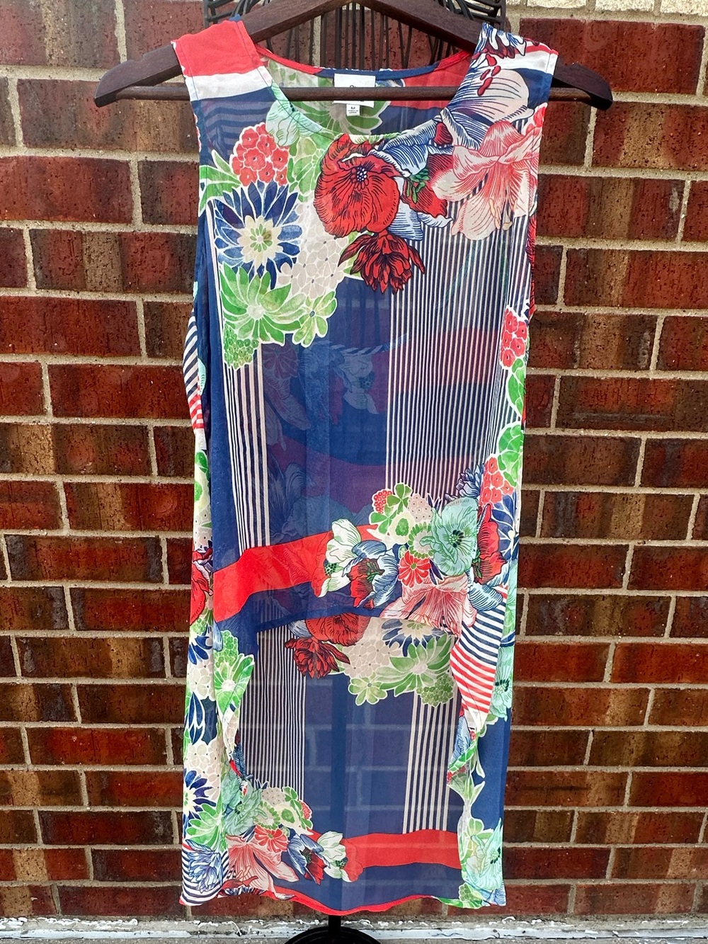 Hot & Delicious Cover-up Blue Floral Sheer Hi-Lo Dress Yoga Cover-up Travel